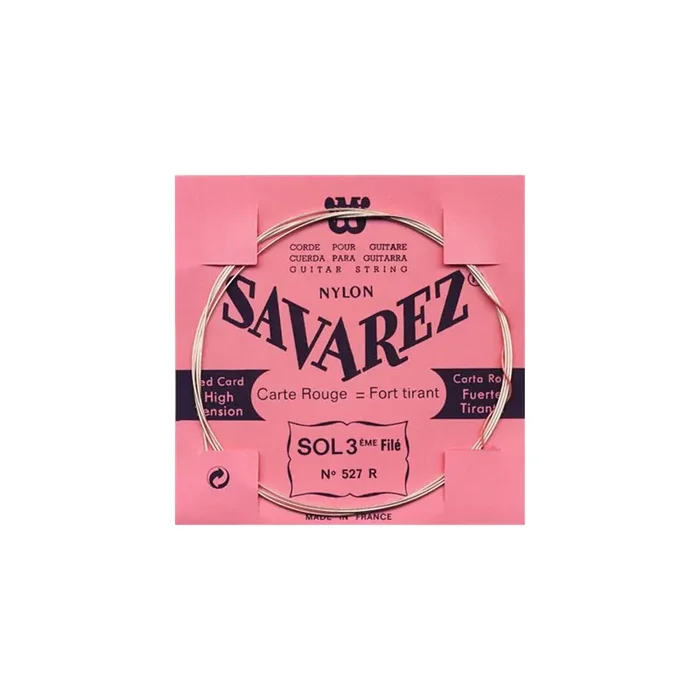 Savarez 527R Red Card Silver Wound Classical Guitar G-3rd Single String, High Tension