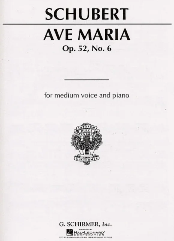 Schubert Ave Maria Medium Vce(Ab)/Piano