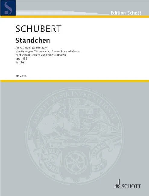 Schubert, Franz : Schubert, Franz : Ständchen, “Zögernd leise” – female choir (SSAA) or men’s choir (TTBB) with alto