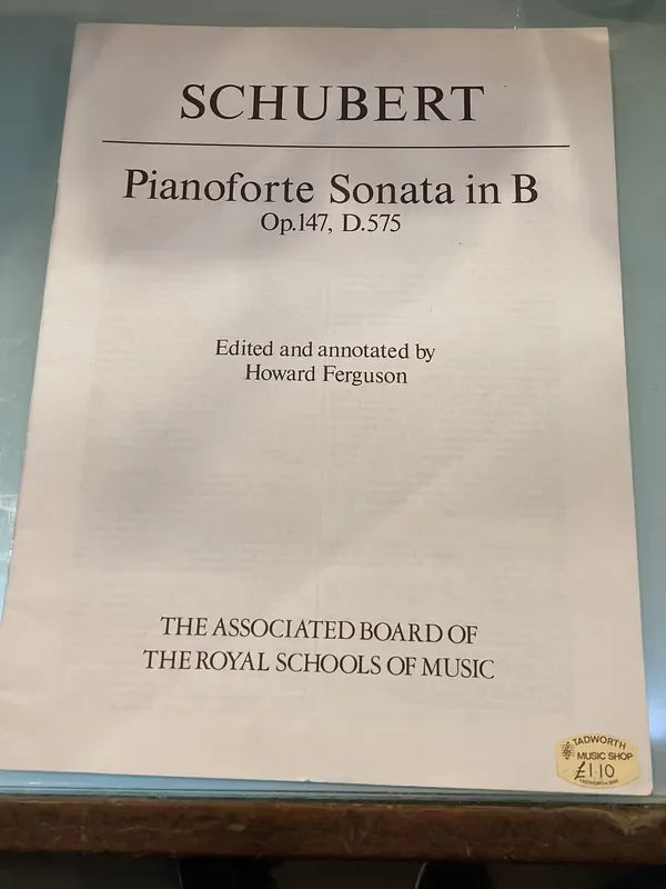 Schubert Pianoforte Sonata In B Op.147 D.575 – Edited and Annotated by Howard Ferguson (Single Sheet)