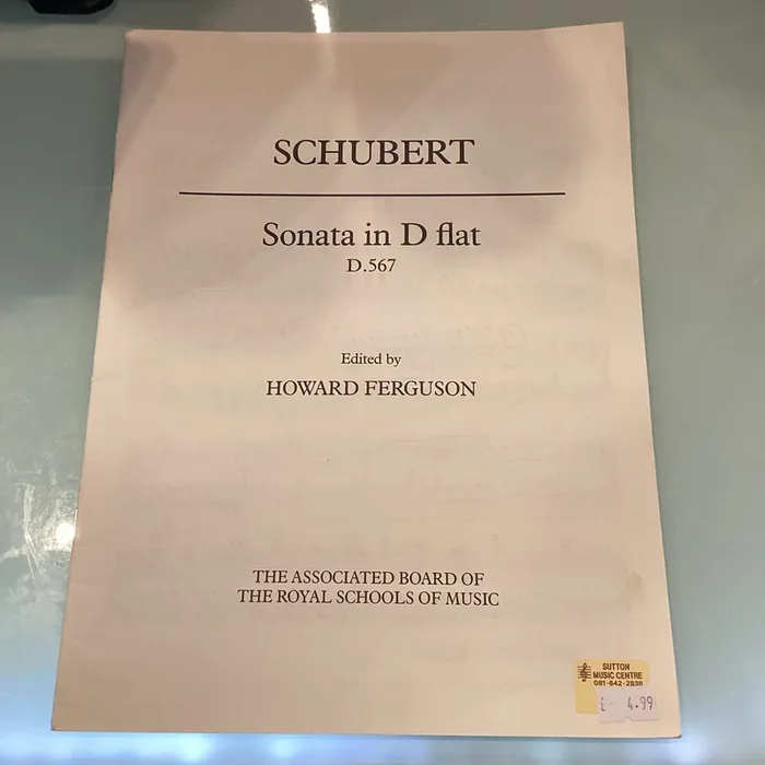 Schubert Pianoforte Sonata In Db D.567 – Edited and by Howard Ferguson (Single Sheet)
