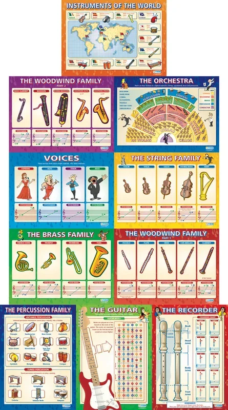 Set of 10 Musical Instruments Posters