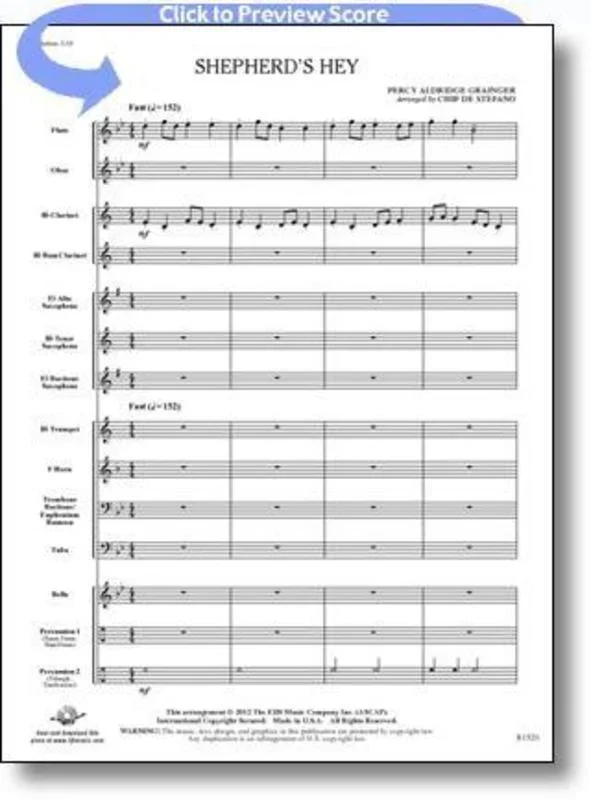 Shepherds Hey Concert Band.5 Score/Parts Book