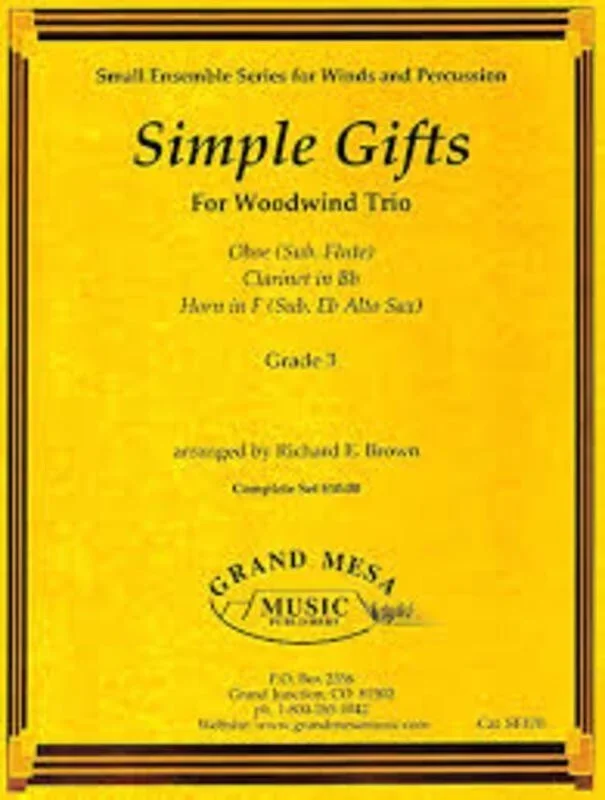 Simple Gifts For Woodwind Trio Cl/Ob/Horn Gr 3 (Music Score/Parts) Book