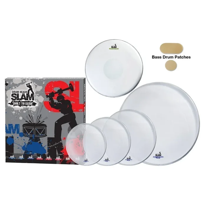 Slam Single Ply Clear Medium Weight Drum Head Pack 10″T/12″T/14″T/14″S/20″BD
