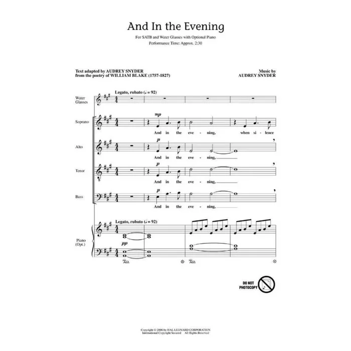 Snyder, Audrey – And In The Evening