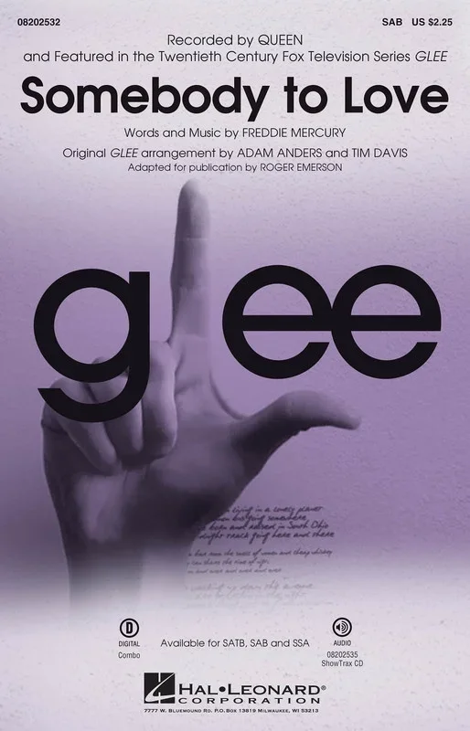 Somebody To Love From Glee SAB (Octavo)