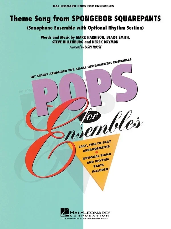 Spongebob Squarepants Pens2-3 Sax Ensemble (Music Score/Parts)