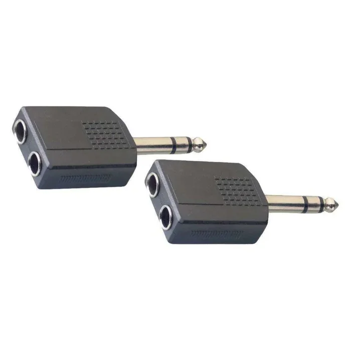 Stagg Dual Female 6.3mm Jack to Male 6.3mm Phone Plug Adapter (2 Pieces)