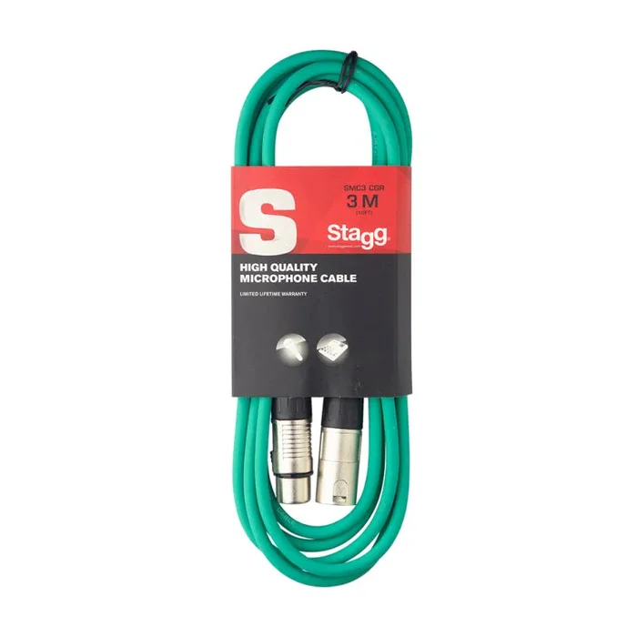 Stagg SMC3 CGR Microphone cable, XLR/XLR (m/f), 3 m (10′), green