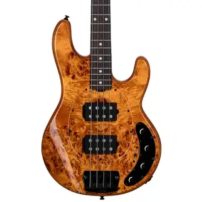Sterling by Music Man Stingray RAY34HH Rosewood Neck – Poplar Burl Amber