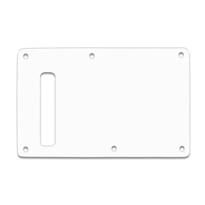 Strat Backplate – Thin Shiny White .060″ / 1.52mm Thickness, No Bevelled Edge