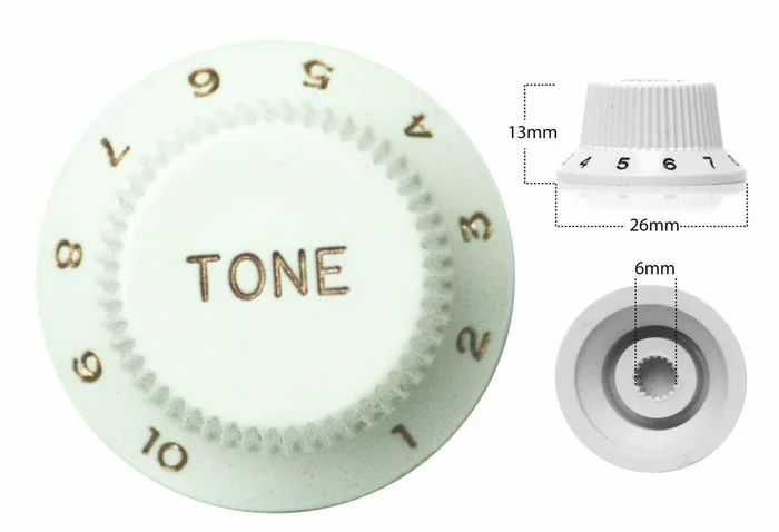 Strat Style Control Tone Knob For Electric Guitar Japanese White