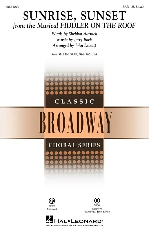 Sunrise Sunset From Fiddler On The Roof Sab Octavo