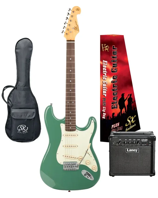 SX VES62VGN Electric Guitar & LX15 Amp Pack with Gig Bag and Accessories