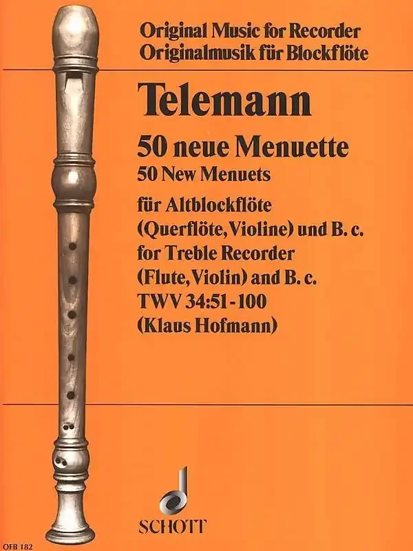 Telemann 50 New Menuets for Treble Recorder and Basso Continuo
