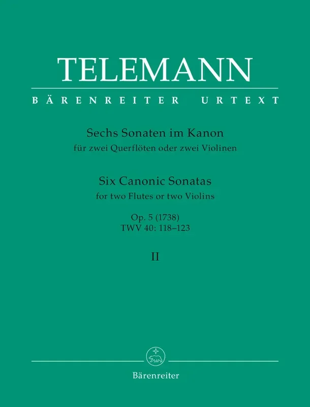 Telemann 6 Canonic Sonatas for two Flutes or Violins, Vol. 2