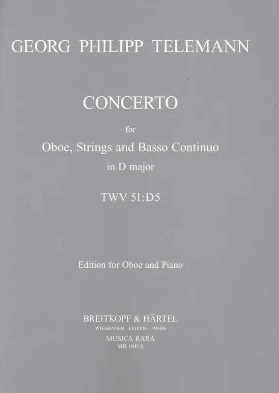 Telemann Concerto in D Major for Oboe – Piano Reduction