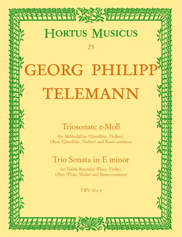 Telemann Trio Sonata in E Minor for Treble Recorder, Oboe and Basso Continuo