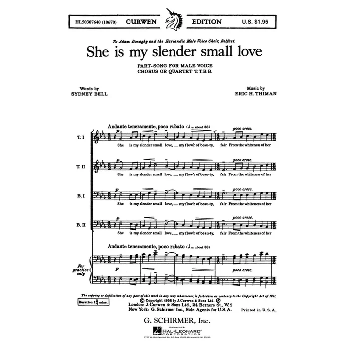 Thiman & Bell – She Is My Slender Small Love