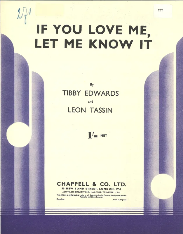 Tibby Edwards : Tibby Edwards : If You Love Me, Let Me Know It – Guitar, Piano, Voice – Faber Digital
