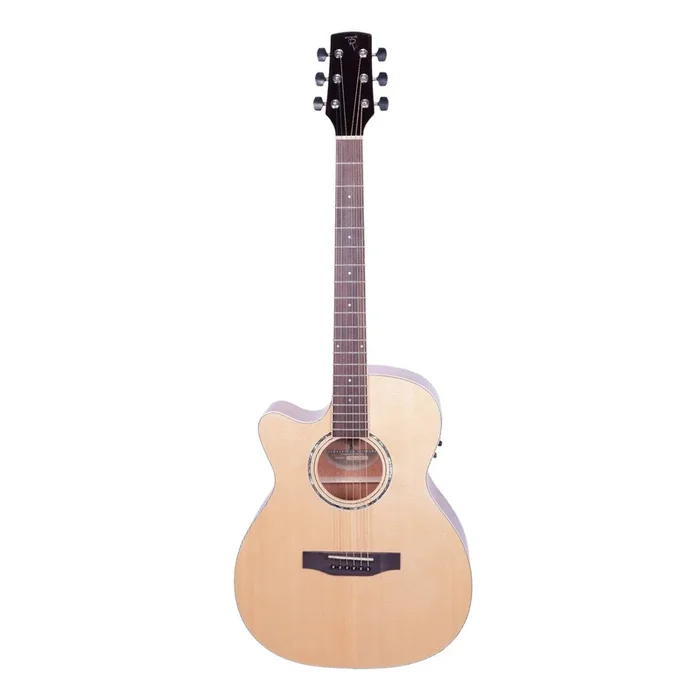 Timberidge ‘1 Series’ Left Handed Spruce Solid Top Acoustic-Electric Small Body Cutaway Guitar (Natural Gloss)