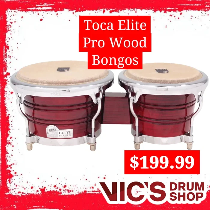 Toca Elite Pro Wood Bongos Crimson Fade