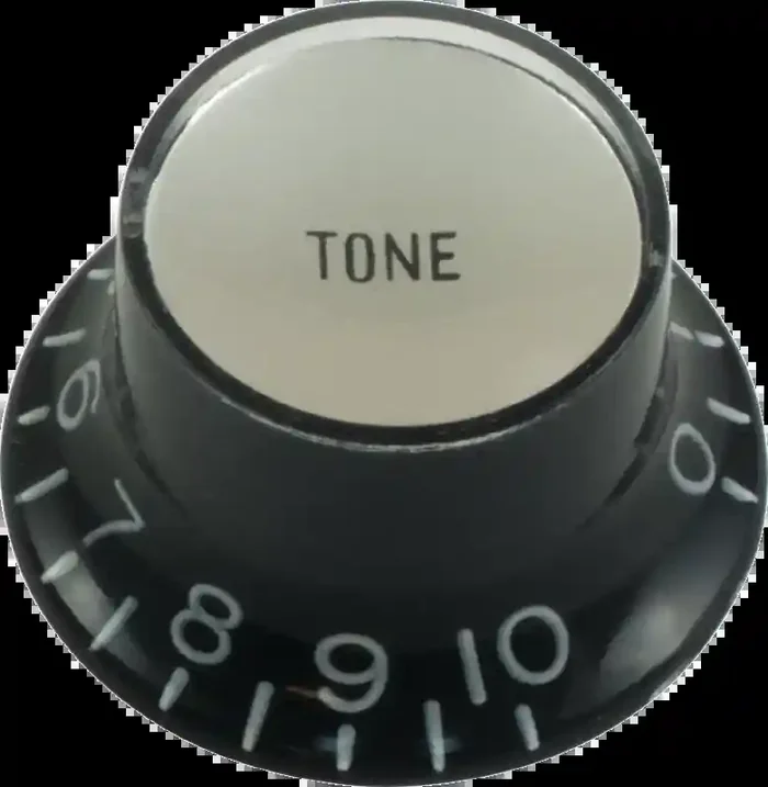 Top Hat Tone Knob Black with Silver Cap, Gibson style