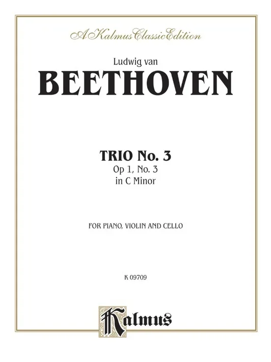 Trio No 3 Op 1 No 3 C Min Violin/Vc/Piano