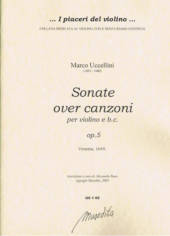 Uccellini Sonate Over Canzoni for Violin and Basso Continuo, Op. 5