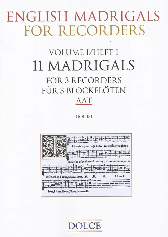 Various 11 English Madrigals for 3 Recorders