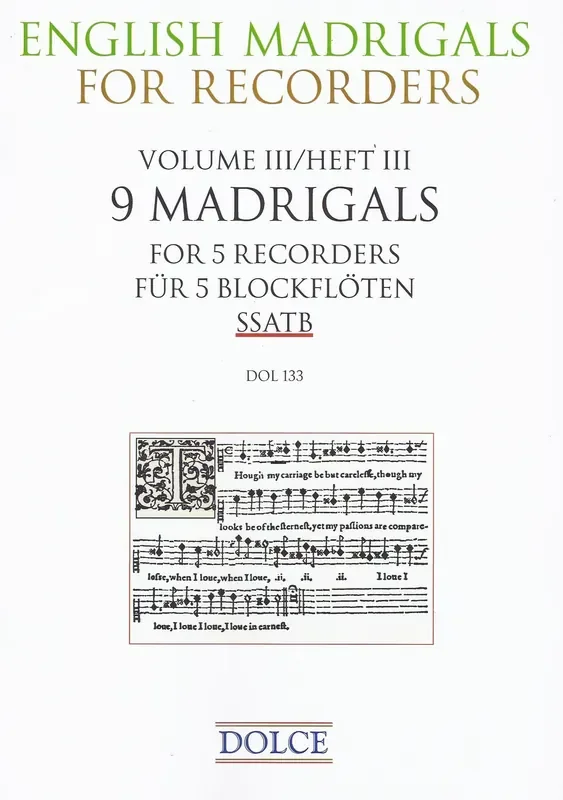 Various 9 English Madrigals for 5 Recorders