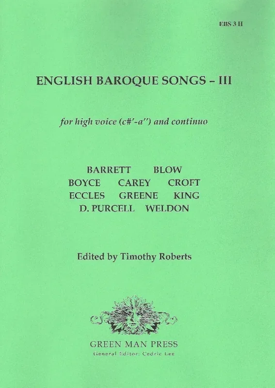 Various English Baroque Songs for High Voice- Volume III