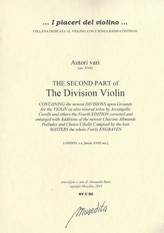 Various The Second Part of The Division Violin