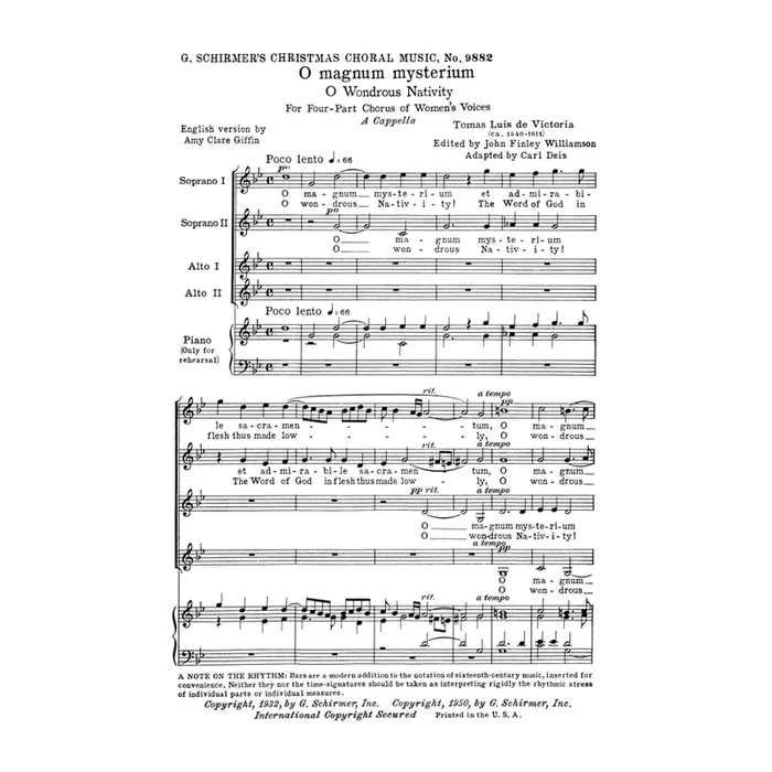 Victoria, Tomás Luis – O Magnum Mysterium (O Great Mystery)