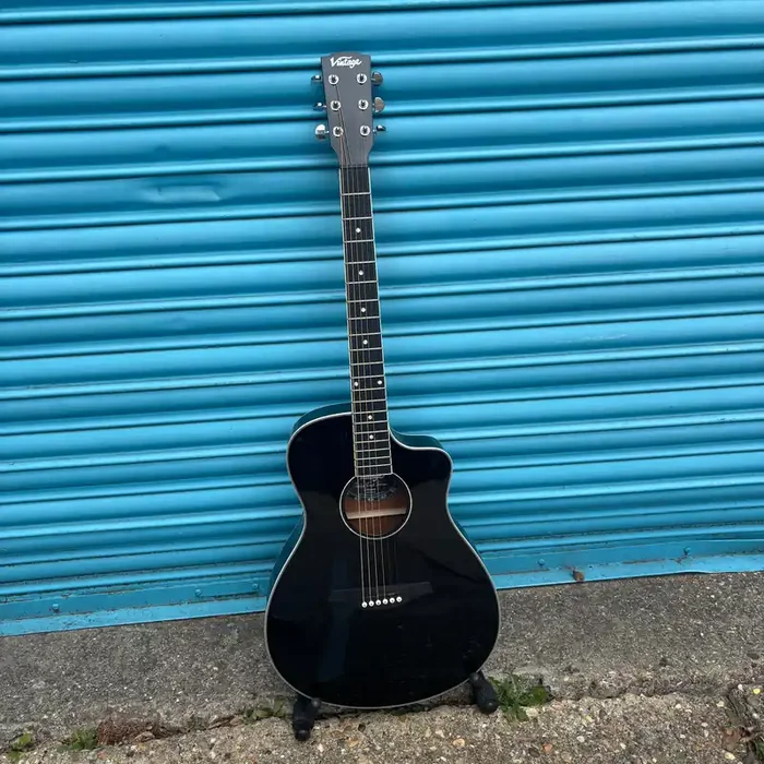 Vintage Pacific Coast Series Acoustic Guitar Midnite Black