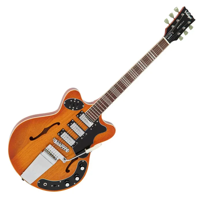 Vintage REVO Series ‘Superthin‘ Guitar ~ Amberburst