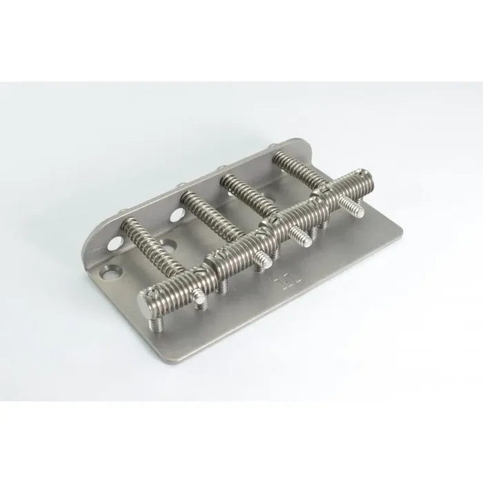 Vintage Style Bass Bridge Set – threaded Titanium saddles and titanium bridge plate