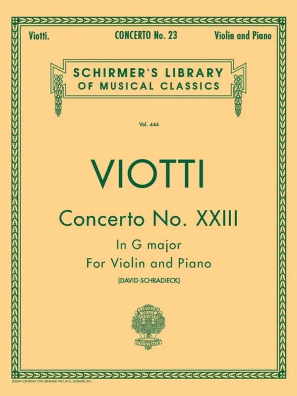 Viotti Concerto 23 In G Lib.444 Violin