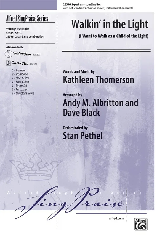 Walkin In The Light 2 Part W/Opt Choir Arr Albritt