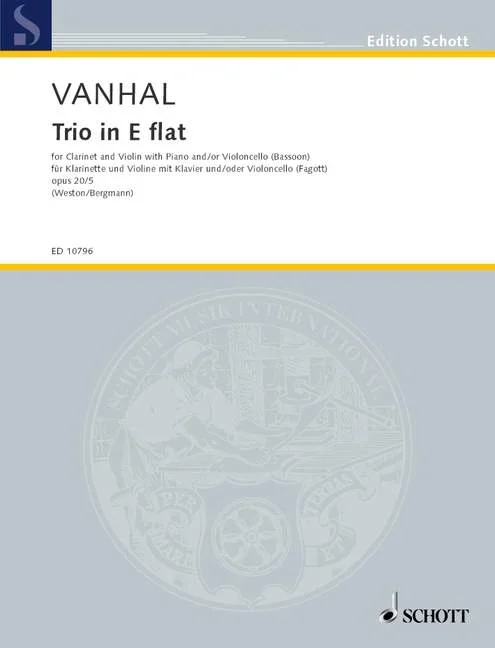 Wanhal, Johann Baptist : Wanhal, Johann Baptist : Trio E Flat major, – clarinet, violin and piano; cello (bassoon) ad libitu