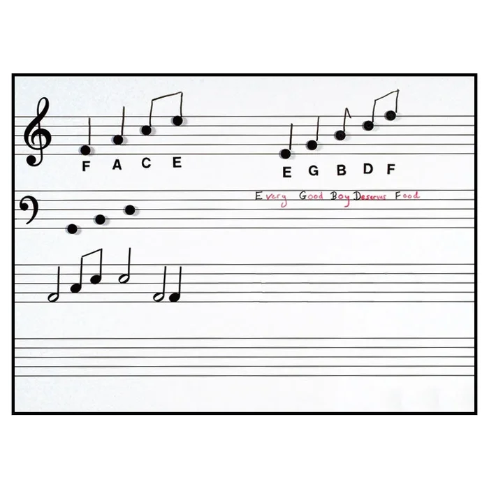 Write n Wipe pre printed music stave wall poster with pen