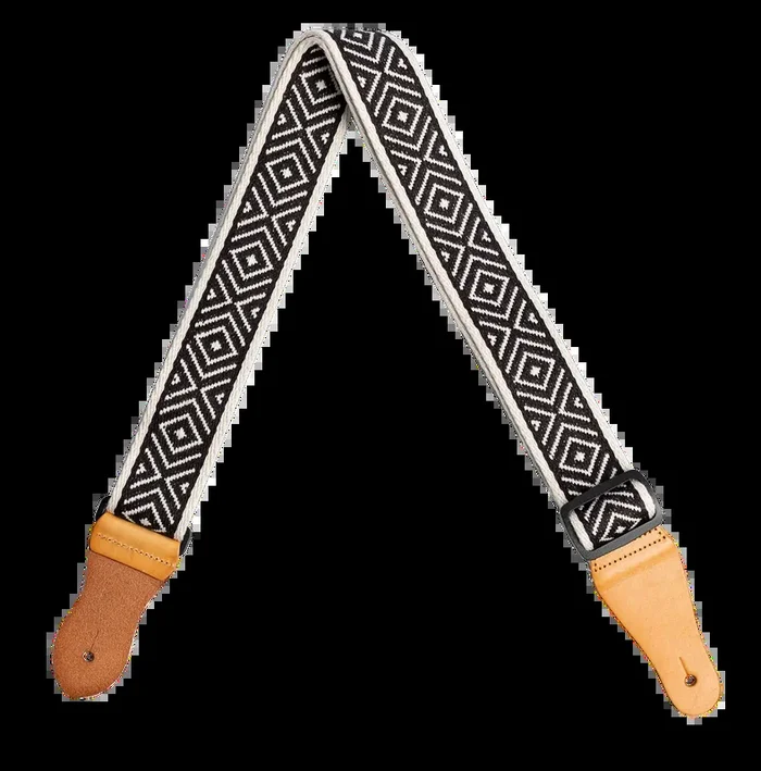 XTR 2-Inch Cotton Strap with Leather Ends – Black & White Diamond